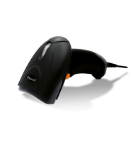 На фото изображен Ручной сканер штрихкода Newland HR20 Panda USB с подставкой